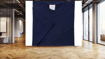 folded t shirt blue isolated on white background Wall mural