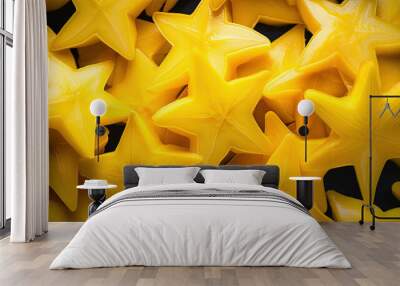 Flat lay photography of star fruit in full frame Wall mural