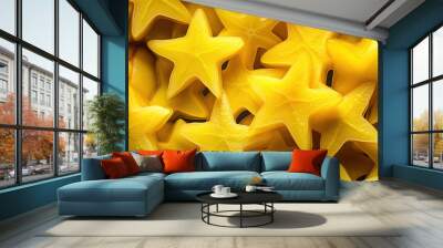 Flat lay photography of star fruit in full frame Wall mural