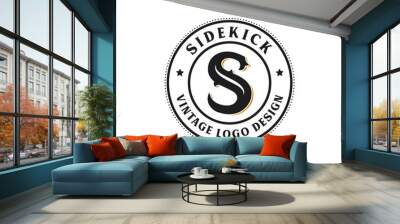 letter s and vintage logo icon and vector Wall mural