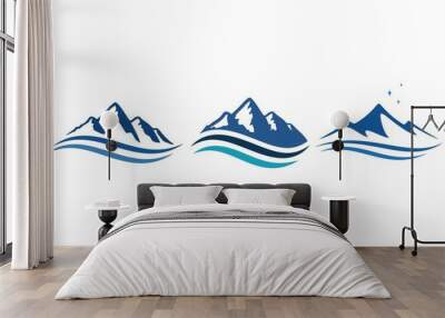 mountain and ocean logo, icon and illustration Wall mural