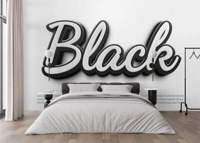 Black 3d bold style editable text effect Wall mural