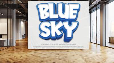 Blue sky text effect template design with 3d style Wall mural