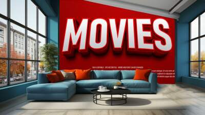 Bold red 3d editable text effect template Wall mural