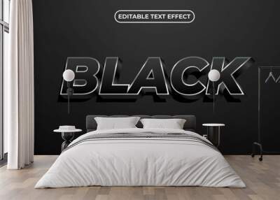 Editable text effect black glossy style Wall mural