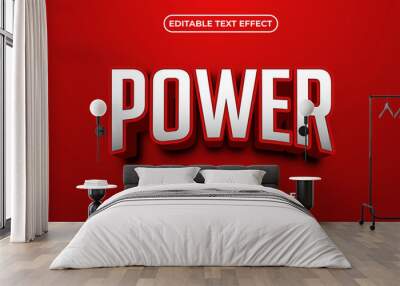 Editable text effect power 3d style Wall mural