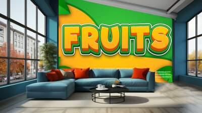 Fruits 3d cartoon editable text effect Wall mural