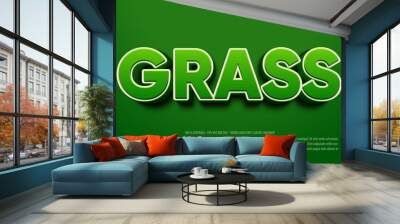 Grass 3d bold editable text effect Wall mural