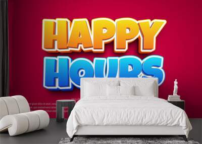 Happy hours 3d cartoon style editable text effect Wall mural