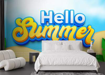 Hello summer sale 3d editable text effect template Wall mural