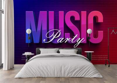 Music neon style editable text effect Wall mural