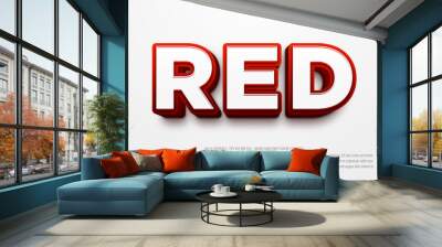 Red 3d bold style editable text effect Wall mural