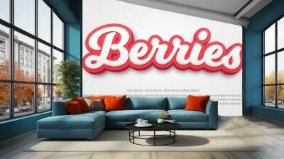 Red berry 3d editable text effect template Wall mural