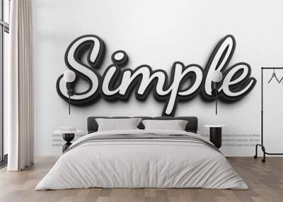 Simple black 3d style editable text effect Wall mural