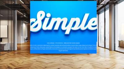 Simple blue 3d editable text effect premium vector Wall mural