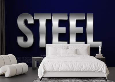 Steel 3d style editable text effect Wall mural