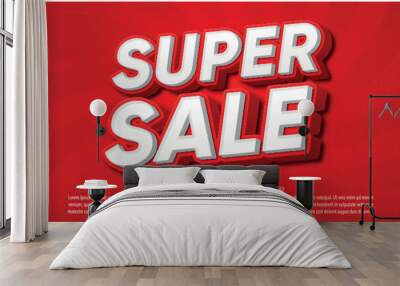 Super sale bold 3d style editable text effect Wall mural