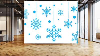 crismastMerry Christmas and New Year festive design with border made of beautiful snoflakes in modern line art style. winter with falling snow. Christmas decoration. Vector illustration Wall mural