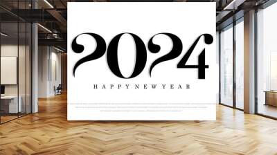 2024 Happy New Year logo text design. 2024 number design template. Vector illustration. Wall mural