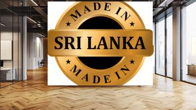 Made in Sri lanka Gold Label Stamp, Stamp Round of Nation with 3D Elegant Gold Glossy Effect Wall mural