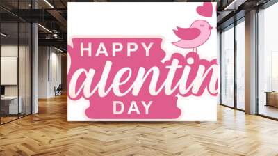 Valentines day background with heart pattern and typography of happy valentines day text . Vector illustration. Wallpaper, flyers, invitation, posters, brochure, banners. Wall mural