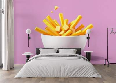 Cheese Fries in a White Bowl	
 Wall mural