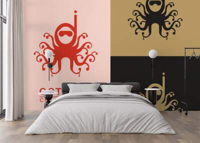 Octopus spooky diver logo icon. Wall mural