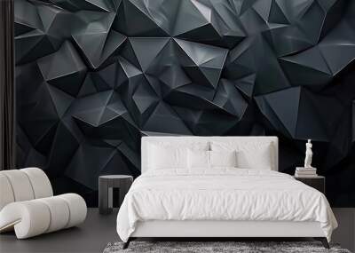 An abstract canvas of angular forms, bathed in the alluring depths of darkness. Wall mural