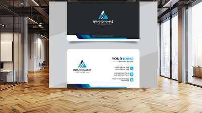 Blue modern creative business card and name card horizontal simple clean template vector design Wall mural