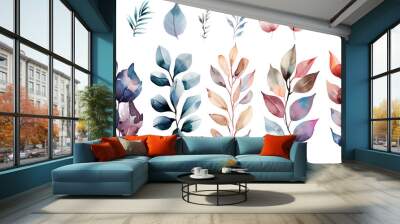 Collection of leaves watercolor cutout png isolated on white or transparent background
 Wall mural