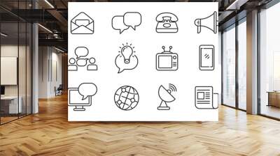 Communication icons collection in linear style isolated on white background Wall mural