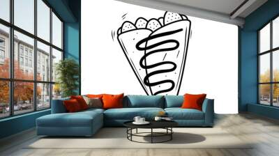 Crepe vector illustration with hand-drawn style isolated on white background Wall mural