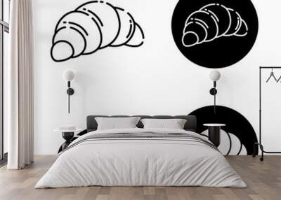 Croissant vector illustration with black and white background. Croissant icon  Wall mural