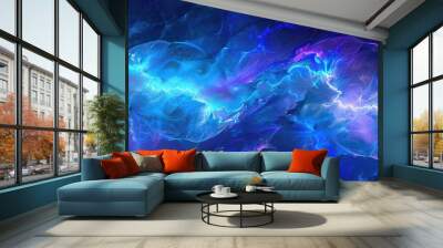 fractal abstract background in navy blue aqua mint violet and blue color Wall mural