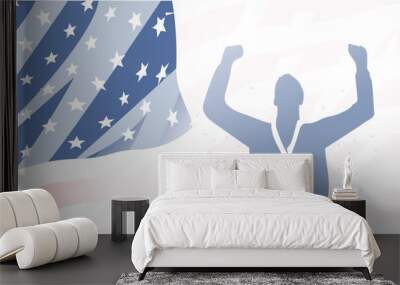 Great editable vector file of USA or American winning competition with flag in the background best for your digital design and print mockup Wall mural