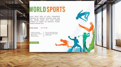 Great editable vector file of world sport festival with players silhouette in the front of paris skyline with modern and unique style best for your digital design and print mockup Wall mural