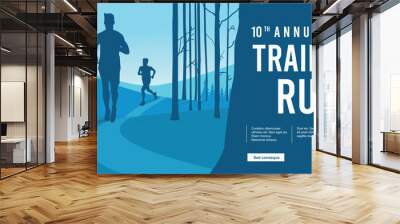 Great elegant vector editable marathon forest trail poster background design for your marathon championship event	 Wall mural