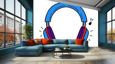 Hand drawn headphone vector illustration isolated on white background Wall mural