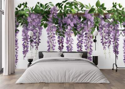 hanging garland wisteria flower cutout png isolated on white or transparent background Wall mural