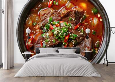 spicy beef soup cutout png isolated on white or transparent background Wall mural