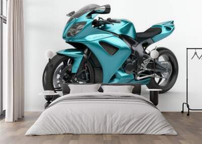 Unique 3d modelled brandless, generic sports motorbike in the studio, isolated on white Wall mural