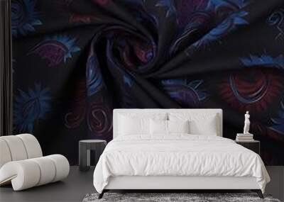 Intricate Floral Pattern in Purple and Blue Wall mural