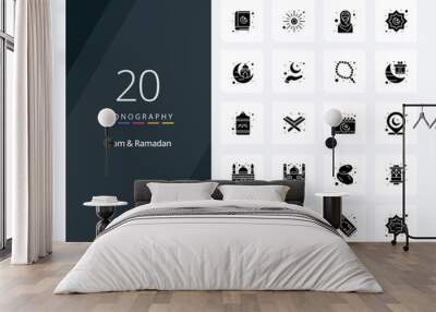 20 Islam And Ramadan Solid Glyph icon for presentation Wall mural