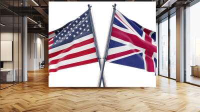 3d rendered illustration of United Kingdom Uk and America USA Relationship flag with white background Wall mural