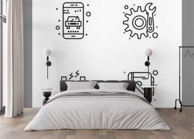 4 Thematic Vector Filledline Flat Colors and Editable Symbols of delivery, attracting, taxi, repair, address Wall mural