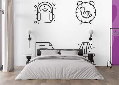 4 Universal Filledline Flat Colors Set for Web and Mobile Applications device, child, headphone, time, document Wall mural