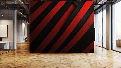 A black background with thin red and black wavy lines flowing from the bottom right corner towards the center Wall mural