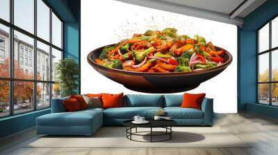 A Burst of Color: Vibrant Stir-Fry Delight on White or PNG Transparent Background. Wall mural