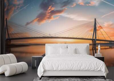 A captivating, ultra-high-definition image of a bridge connecting cultures, symbolizing the journey of exploration and the connections forged through travel. Wall mural