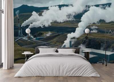 A geothermal power plant harnessing eartha??s heat to generate clean electricity in a volcanic region Wall mural